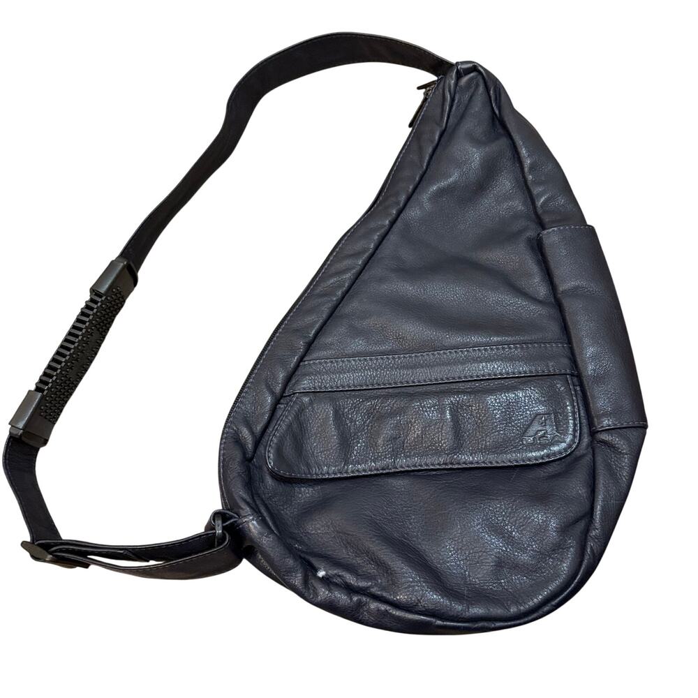VTG AmeriBag Healthy Back Bag Black Leather Sling Backpack Purse USA Ergonomic